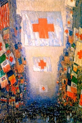 PINTURA DEL DÍA DE CELEBRACIÓN DE LA CRUZ ROJA DE MAYO DE 1918 DE CHILDE HASSAM REPRO Foto 1 de 3