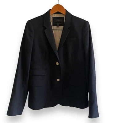 J. Crew Schoolboy Navy Wool Blend Blazer Gold Buttons Women's Size 10 - Image 1 of 4