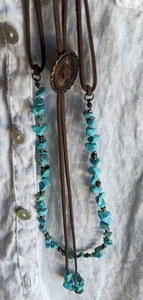 Shyanne Cowgirl Set Western Turquoise Stone Concho Fringe Earring & Necklace - Picture 1 of 5