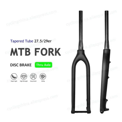 Carbon Matte 27.5/29er Thru Axle Hard Fork Mountain Bike Disc Brake Rigid Forks - Image 1 of 4