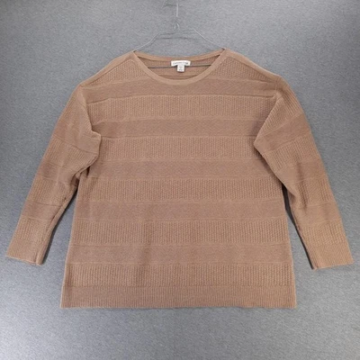 Suéter Coldwater Creek Para Mujer 2X Pullover Marrón Cuello Redondo Texturizado Tejido Rayas Foto 1 de 4