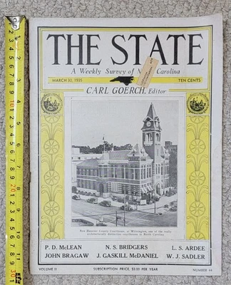 1935 THE STATE, A Weekly Survey of North Carolina, NRA, Camel & Texaco Oil Adver - Image 1 of 4