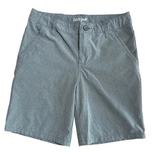 Boys Cat and Jack Flat Front Shorts Adjustable Waist Size 12 Light Grey Stretch - Picture 1 of 5