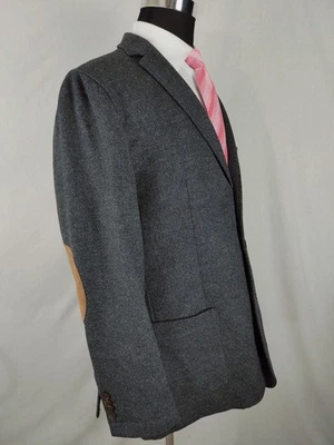 Stafford Mens Large Gray Wool Sport Coat Blazer 3 Button Jacket Suede Elbow Pads - Image 1 of 4