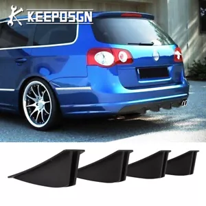 4x For VW Passat B6 Golf GTI Black Dual-Shark Fin Rear Bumper Diffuser Splitters - Picture 1 of 16