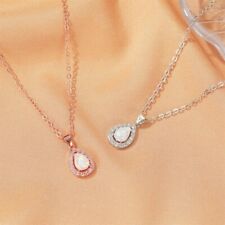 Minimalist Teardrop Opal Pendant Necklace, White Opal Pendant Necklace