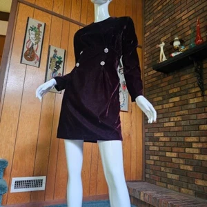 Vtg 90s Blk Velvet Goth Kinderwhore Babydoll Empire Mini Cocktail Party Dress S - Picture 1 of 7