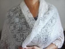 Hand Knit Shawl, White Russian Orenburg shawl
