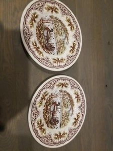 New Royal Stafford Thanksgiving Mallard Duck WOODLAND Salad PLATES SET OF 2 - Picture 1 of 5