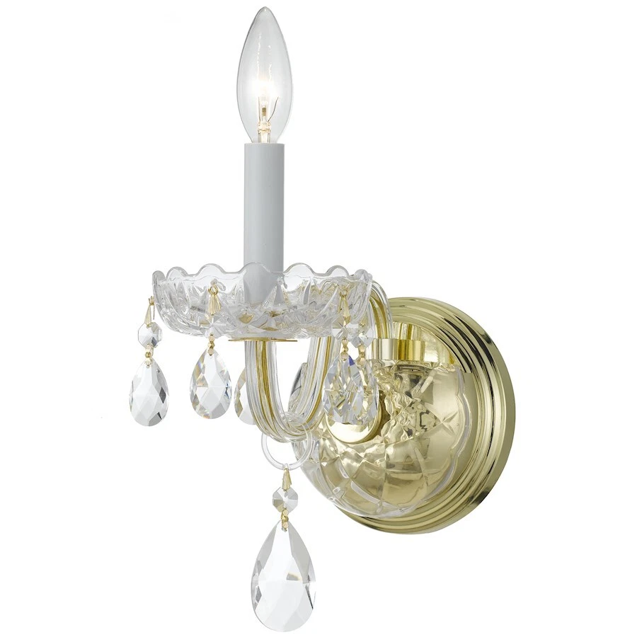 Crystorama Trad Crystal 9" Spectra Wall Sconce in Polished Brass