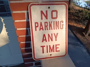 VINTAGE NO PARKING ANYTIME EMBOSSED METAL SIGN - Picture 1 of 2