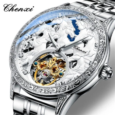 CHENXI Reloj Hombre Esfera Caballo Automático Mecánico Reloj Pulsera Acero Reloj Foto 1 de 4