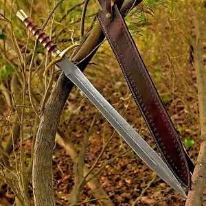Espada Vikinga Personalizada | Acero Damasco Forjado a Mano | Hoja de Batalla Medieval 1 - Imagen 1 de 10