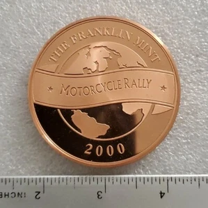 Franklin Mint Motorcycle Rally 2000 Copper Colored 2.5" Large Coin - Picture 1 of 4