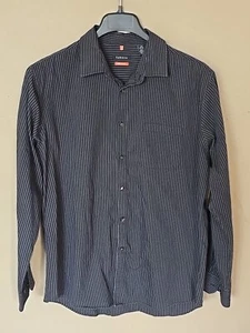 Camisa Van Heusen Para Hombres Abotonada Manga Larga Talla L 16-16.5 Traveler Line Negra - Imagen 1 de 7