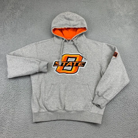 Oklahoma State Cowboys Hoodie Mens Small Grey Fleece Sweatshirt NCAA OU Football Cover