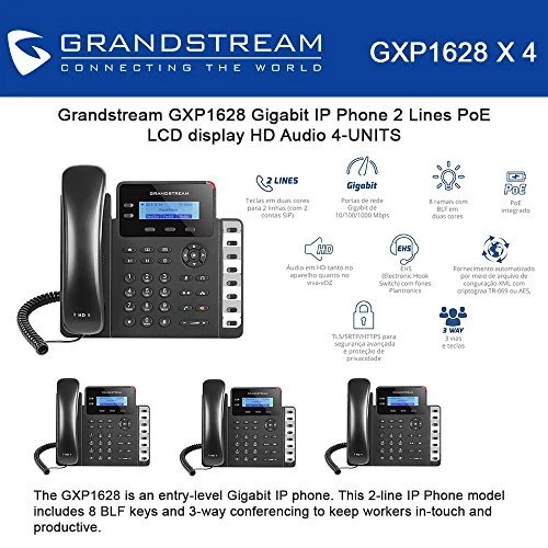 Grandstream GXP1628 Bundle of 4 Gigabit IPphone 2 Lines PoE LCD display HD New  - Image 1 of 1