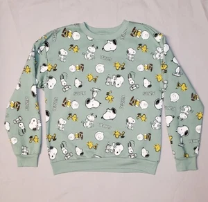 NWOT Peanuts Snoopy Junior Size L Mint Green Long Sleeve Pullover Sweatshirt - Picture 1 of 3