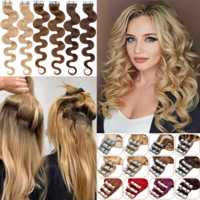 Body Wave Tape In Human Hair Extensions Invisible Skin Wefts Russian Remy Hair - Image 1 of 4