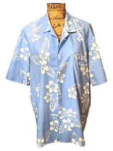 Royal Creations Men's Tropical Hawaiian Blue White Floral Made in Hawaii XL - Picture 1 of 5