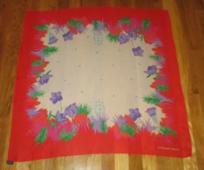 Bufanda cuadrada Hanae Mori roja púrpura verde tropical floral transparente 100 % seda 30" Foto 1 de 3