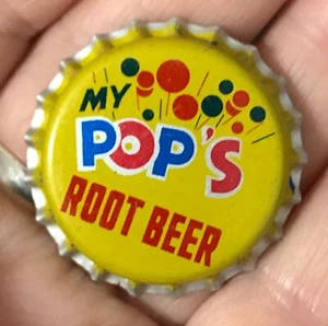 Soda Bottle Caps 1980's Vintage Original MY POP'S ROOT BEER Set of 10 NOS Unused - Picture 1 of 4