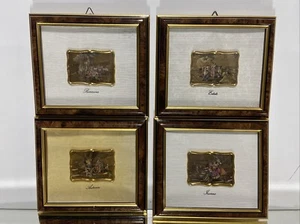 Set 4 Seasons 925 Argento CREAZIONI Artistiche Italian SILVER Relief Art Framed - Picture 1 of 24