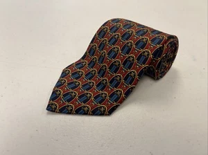Fendi Men's Navy Blue & Red Geometric Links Silk Neck Tie $395 - Picture 1 of 8