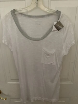 NWT Calvin Klein City Tee Size Large - White/ Silver Neckline  - Image 1 of 4
