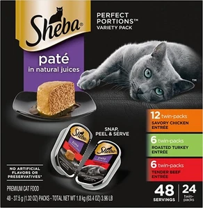 Sheba Perfect Portions Paté Wet Cat Food Trays, 24 Twin-Packs Chicken - Picture 1 of 10
