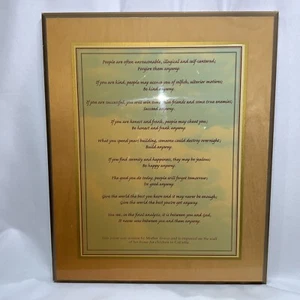 Mother Teresa “Forgive Them Anyway” Engraved, Sealed. 15” h X 11”w x 1”d - Picture 1 of 1