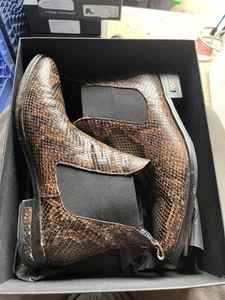 Freda Salvador Chelsea Snake Print Sleek Cocoa Boots - Picture 1 of 3