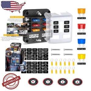 Durable 6-Way Fuse Box, 100A Bus, LED Indicator, PBT Material, Boat Trailer - Picture 1 of 9
