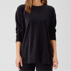 Top largo de terciopelo de algodón orgánico negro XS de EILEEN FISHER - Imagen 1 de 9