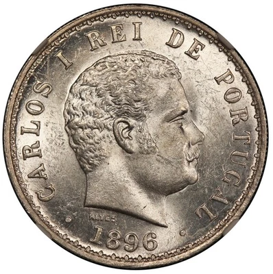 1896 Portugal 500 Reis Silver Coin - NGC MS 63 - KM #535 - Image 1 of 4