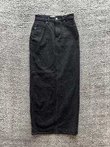 Reformation Jeans Daria Ultra High Rise Denim Maxi Skirt Black Womens Size 25 - Picture 1 of 11