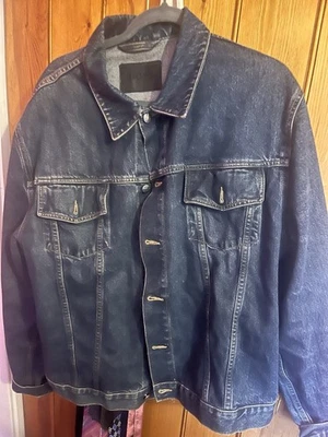 Vintage Hugo Boss Denim Jacket Black Wash Leather Label Sz 56 - Image 1 of 4