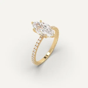 2.2 carat Marquise Cut Engagement Ring | 100% Natural Diamond in 14k Yellow Gold - Picture 1 of 6