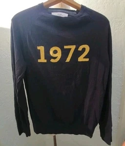 Suéter FCUK Grunge Boho Punk Retro De Colección Y2K 1972 Unisex MED Negro Amarillo - Imagen 1 de 10