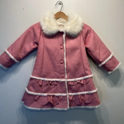 Abrigo Donna Salyers' Fabulous Furs para niña rosa imitación gamuza y piel talla XS $140 Foto 1 de 4