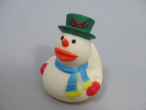 Vintage Snowman Rubber Duck Duckie With Squeaker Christmas Toy Rare HTF - Picture 1 of 8