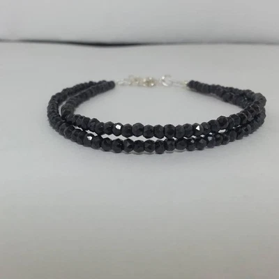 Bracciale pila argento sterling 925 perle pietre preziose onice nero regalo... - Immagine 1 di 4