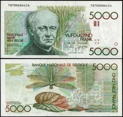 BELGIUM 5000 Francs 1982-1992 P-145 Guido Gazelle UNC - Image 1 of 3