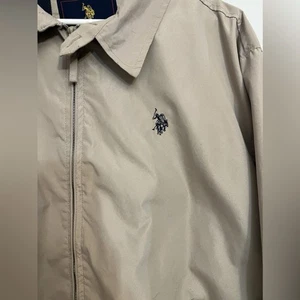 US Polo Assn Ralph Lauren Khaki Windbreaker XL Fleece Lined Tan Jacket Golf - Picture 1 of 16