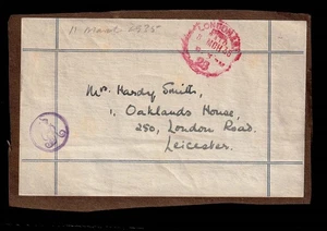 1935 GEORGE V, CROWN/GvR CYPHER Handstempel auf Paketaufkleber nach Leicester - Bild 1 von 1