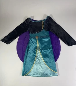 Disney Frozen 2 Anna Dress Black Blue Princess Costume With Cape Size 4-6X - Picture 1 of 10