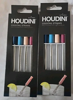 2 pajitas de cóctel Houdini surtidas de acero inoxidable/silicona de 4 quilates (8 pajitas en total) Foto 1 de 4