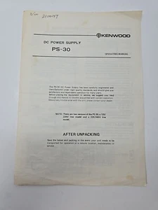 Fuente de alimentación Kenwood DC PS-30 manual de instrucciones original - Imagen 1 de 2