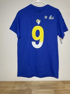 全新带标签洛杉矶公羊队超级碗马修·斯塔福德 9 号球衣 NFL T 恤中号! — 第 1/4 张图片