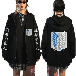 Anime Attack on Titan Hooded Jacket Sweatshirt Women Zip Up Hoodie Coat Outwear - Picture 1 of 5